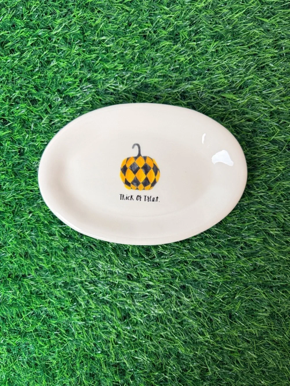 Rae Dunn “Hocus Pocus” & “Trick or Treat” 8” Oval Ceramic Serving Plates EUC